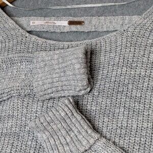 FREE PEOPLE Lace Up Back Sweater Oversized Long Sleeve‎ Pullover Gray Size Small